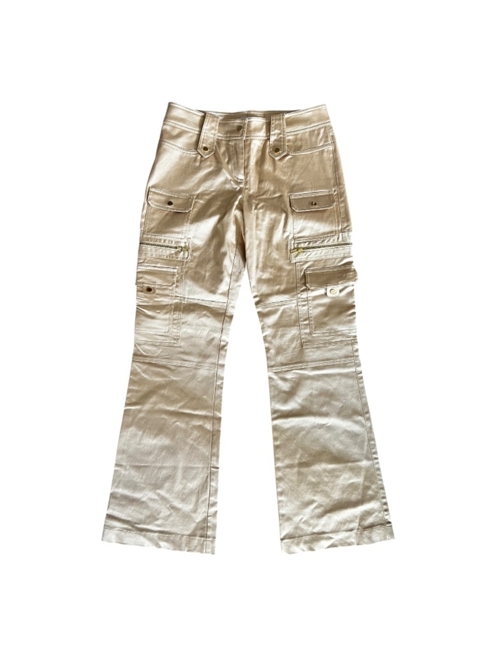 Y2K Cache Gold Cargo Pants Size 10 Cotton-Blend